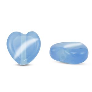 Hovedbilde Glassperle Cats Eye HJerteperle Bl&aring;