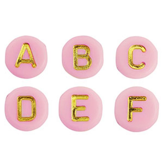 Hovedbilde Bokstavperler - Light Pink & Gold - ca 200 stk