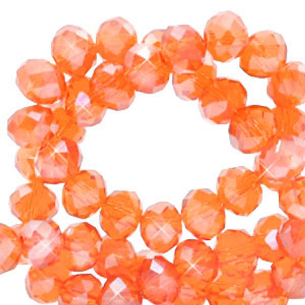 Fasett perler av Glass - Warm Comfort Orange Shine Coating - 4mm