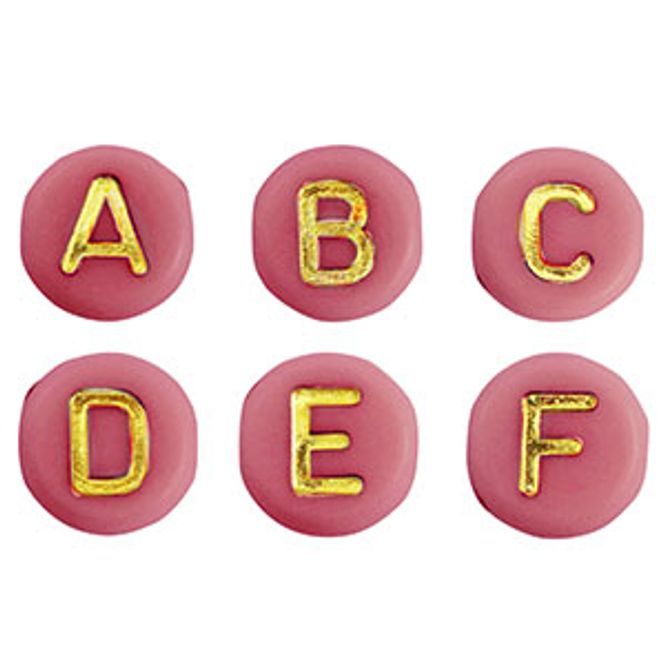 Hovedbilde Bokstavperler -Deep Pink & Gold - ca 200 stk