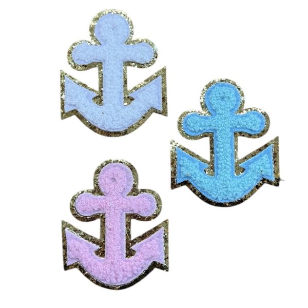 Chenille ANKER med glitter gullkant