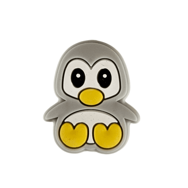 Silikonperle - Baby Pingu Lysgrå