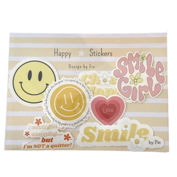"Happy Stickers" Pakke med  7 stk - Gul
