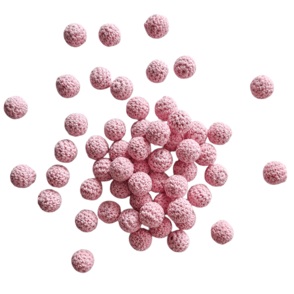 Heklede Perleballer- 10 stk Rosa